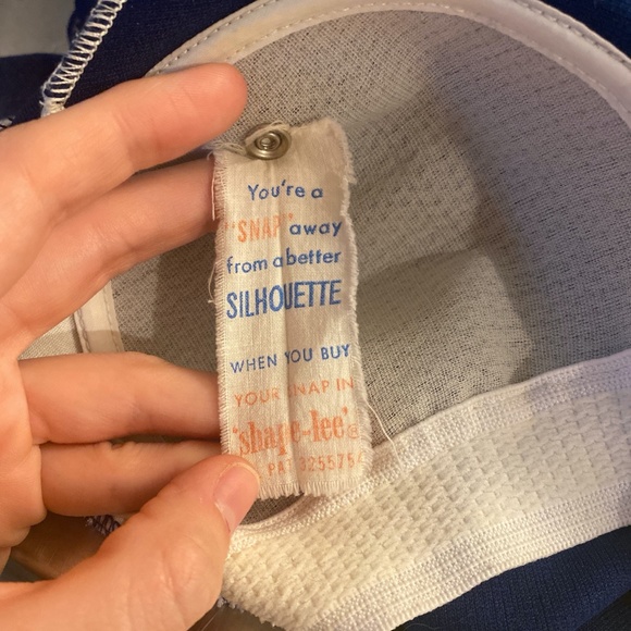 Vintage 60's Navy & White 1 pc Bathing Suit - Picture 4 of 4